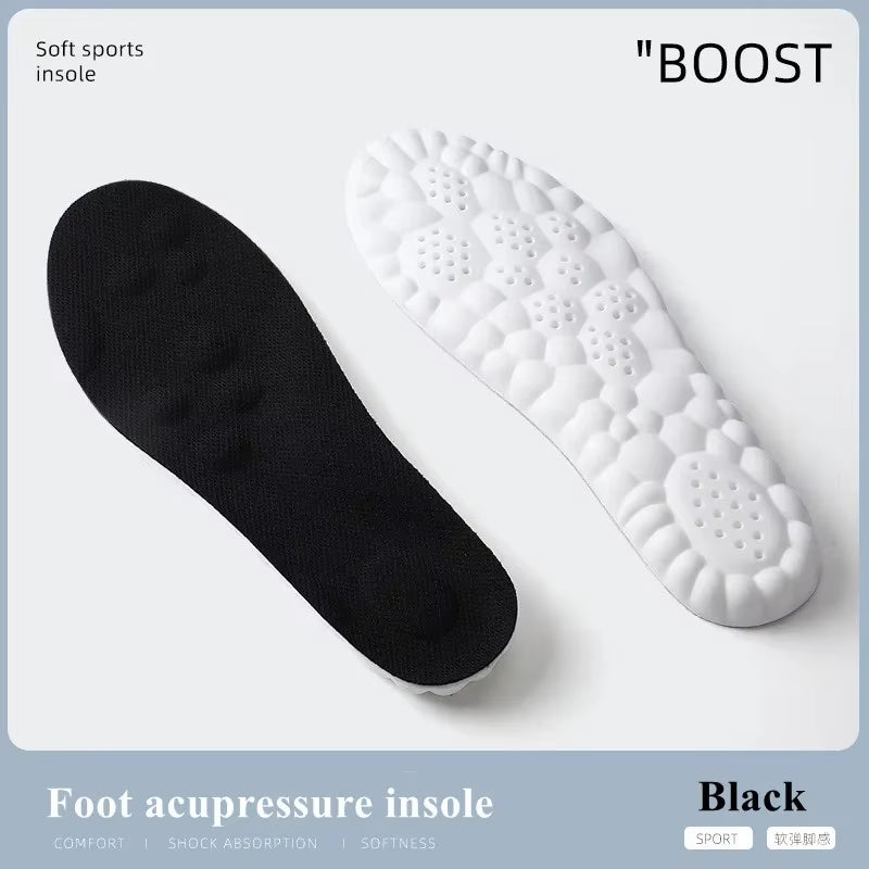 4D Sports Insoles Ultra-Soft High-Elasticity Pads Anti-Pain Antibacterial Deodorant Pad Casual Cushion Arch Support Foot Insoles