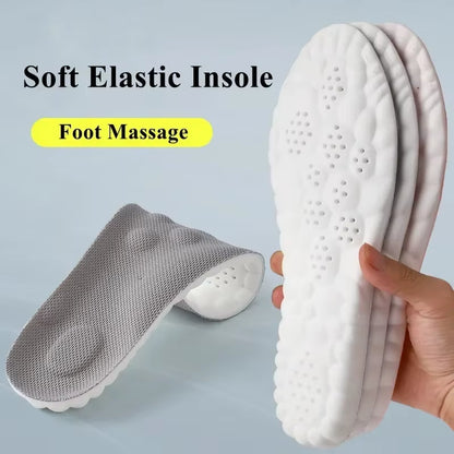 4D Sports Insoles Ultra-Soft High-Elasticity Pads Anti-Pain Antibacterial Deodorant Pad Casual Cushion Arch Support Foot Insoles