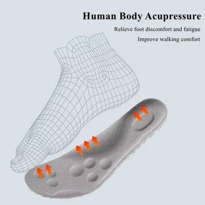 4D Sports Insoles Ultra-Soft High-Elasticity Pads Anti-Pain Antibacterial Deodorant Pad Casual Cushion Arch Support Foot Insoles